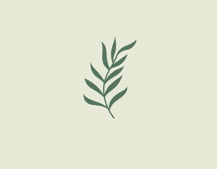 Abstract pale green logo silhouette of a plant sprig with leaves for your company