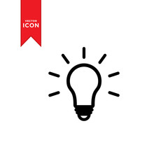 Light Bulb icon vector. Lighting Electric lamp. Electricity, shine. Flat design style isolated on white background. Idea sign solution.