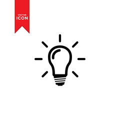 Light Bulb icon vector. Lighting Electric lamp. Electricity, shine. Flat design style isolated on white background. Idea sign solution.