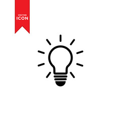 Light Bulb icon vector. Lighting Electric lamp. Electricity, shine. Flat design style isolated on white background. Idea sign solution.