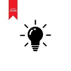 Light Bulb icon vector. Lighting Electric lamp. Electricity, shine. Flat design style isolated on white background. Idea sign solution.
