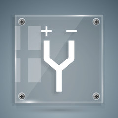 White Electric cable icon isolated on grey background. Square glass panels. Vector Illustration