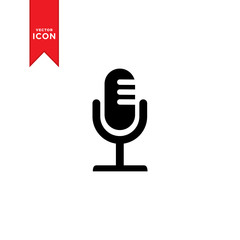 Microphone icon vector. Flat design style. Microphone logo illustration on white background.