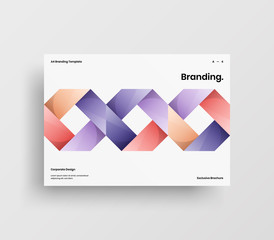 Creative business presentation vector A4 horizontal orientation front page mock up. Modern corporate report cover abstract geometric illustration design layout. Company identity brochure template.