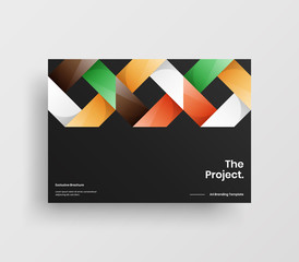 Creative business presentation vector A4 horizontal orientation front page mock up. Modern corporate report cover abstract geometric illustration design layout. Company identity brochure template.