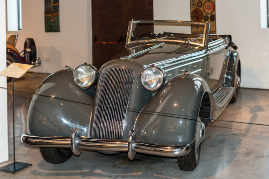 Malaga, Spain - December 7, 2016: Lancia Italy 1934 (Mussolini's parade car) in Automobile Museum of Malaga, Andalusia, Spain.