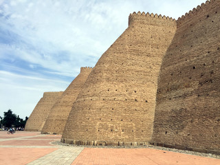 Fototapeta na wymiar Walls of the Ark of Bukhara, a massive fortress in Uzbekistan