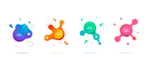 Modern abstract vector banners set flat geometric liquid blob shapes colorful colors