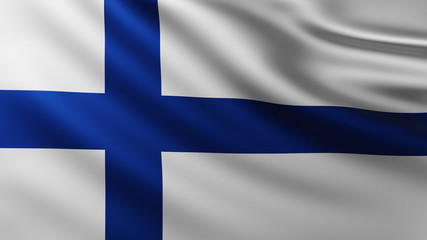 Fototapeta premium Large Flag of Finland fullscreen background in the wind