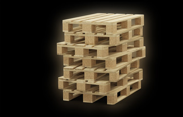 Seven wood pallet badly piled up