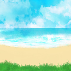 ハイビスカス リゾート地 海 夏 空 背景イラスト Wall Mural あかね 吉田 ハイビスカス リゾート地 海 夏 空 背景イラスト Wall Mural あかね 吉田