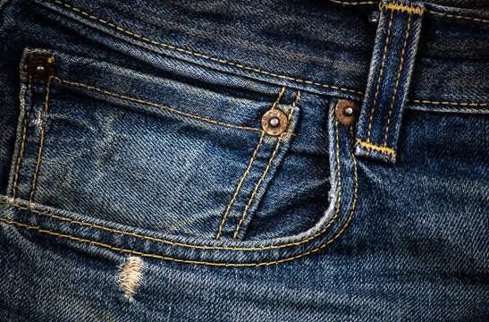 blue jeans pocket close up texture