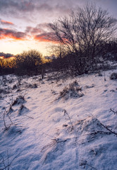 Winter sunrise on river