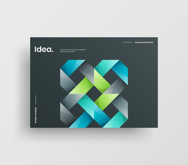 Creative business presentation vector A4 horizontal orientation front page mock up. Modern corporate report cover abstract geometric illustration design layout. Company identity brochure template.