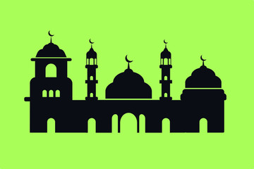 Mosque Silhouette, Mosque Asian Style, Religious Muslim Place