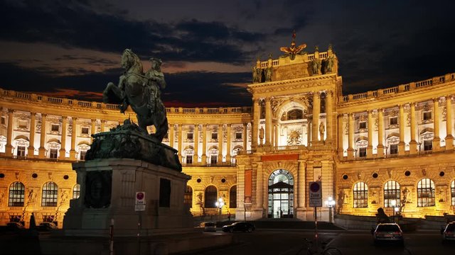 Vienna Hofburg Palace under the colorful sky of sunset