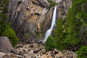 View of the Yosemite Falls in Yosemite National Park, California, USA.