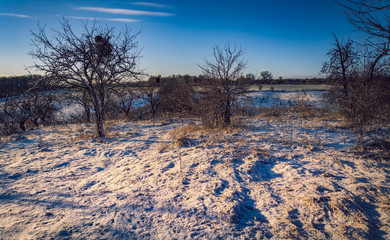 Winter sunrise on river