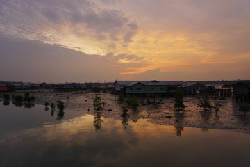 Naklejka premium Beautiful sunrise time at Pulau Ketam.