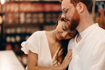 Loving couple in a coffee shop