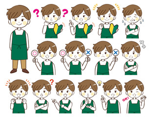 男性、店員、セット