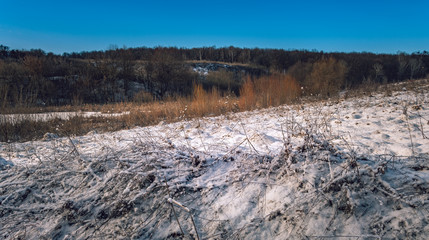 Winter sunrise on river