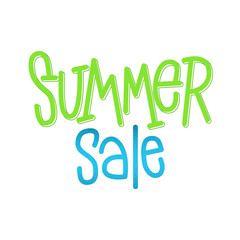 Summer Sale. Hand lettering sign for store discount. Vector typographic design element for banner, social media, card, print, poster.