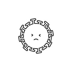 Sad virus border icon on grey background. Emotions. Coronavirus. Black icon