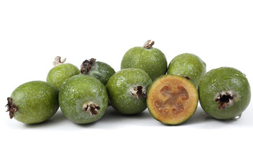 Wet feijoa fruits