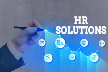 Word writing text Hr Solutions. Business photo showcasing all the technology businesses use to...