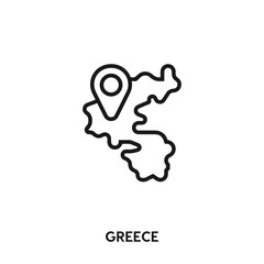 Greece map vector line icon. Simple element illustration. Greece icon for your design. Can be used for web and mobile.