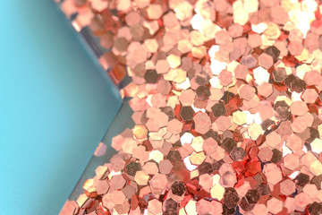 pink color Christmas star isolated on blue background