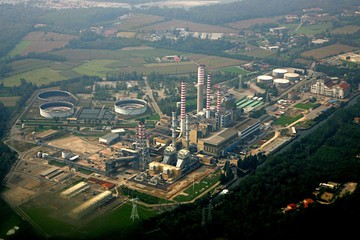 Fototapeta premium thermal power station Turbigo Italy near Milan. View from the top