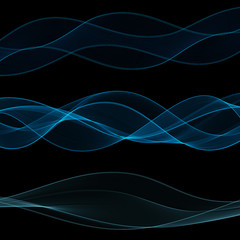set of blue neon waves. vector abstract lines. template for advertising. eps 10