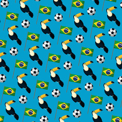 brazil carnival poster with toucan and flags pattern