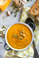 pumpkin cream soup with seeds