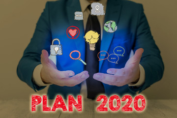 Word writing text Plan 2020. Business photo showcasing detailed proposal doing achieving something...