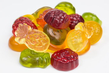heap of gummy candy with fruit flavor and less sugar for a healthier diet