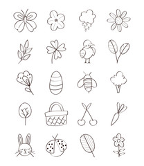 bundle of spring set line icons