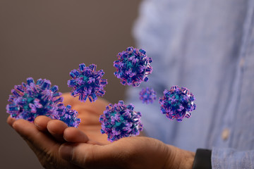 flu virus attack digital 3d  epidemic.