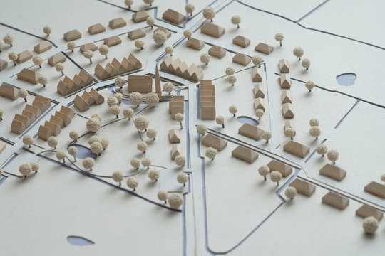 Modell von Dorf und Stadt