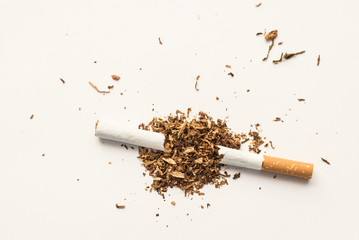 A broken cigarette. Quitting Smoking and bad habits.