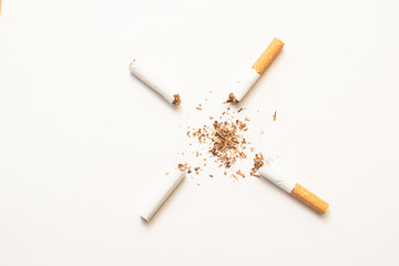 A broken cigarette. Quitting Smoking and bad habits.