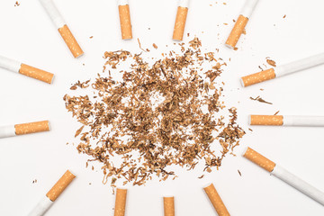 Background of cigarettes and tobacco.