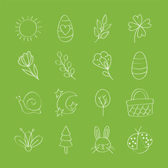 bundle of spring set line icons