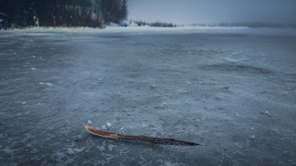 Winter sunrise on river