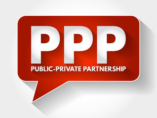 PPP - Public Private Partnership acronym message bubble, business concept background