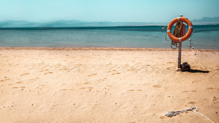 Summer photo of beach and landscape of ocean. 