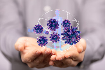 flu virus attack digital 3d