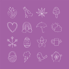 bundle of spring set line icons